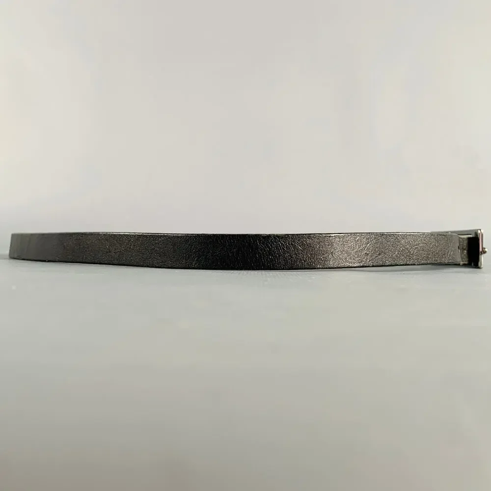 J.LINDEBERG Size 30 Black Silver Logo Leather Leather Belt